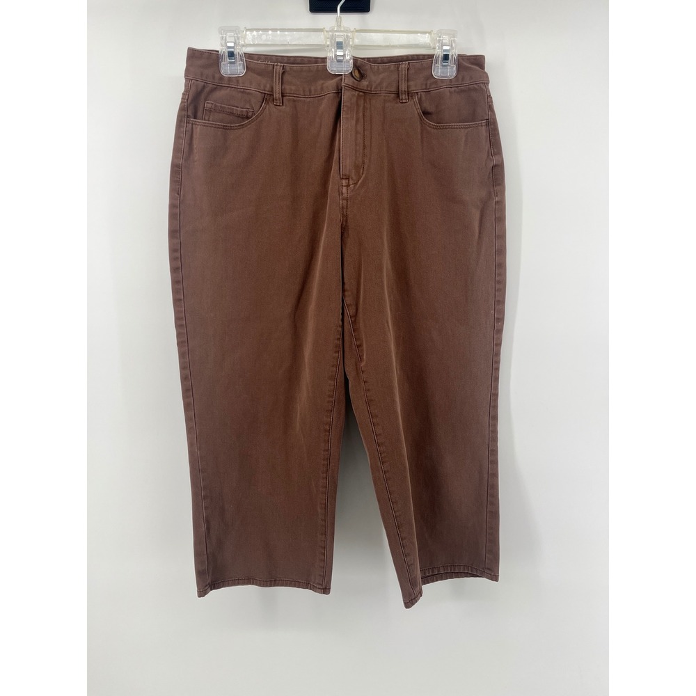 Coldwater Creek Natural Fit Cropped Leg Brown Cotton Stretch Pants Size 8